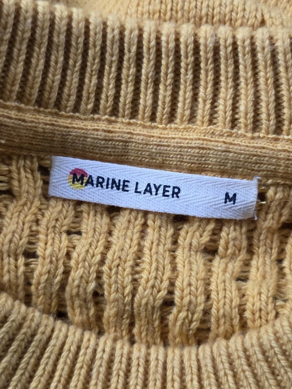 Marine Layer Eyelet Chevron Sweater in Mustard
